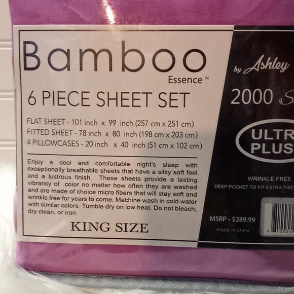 Bamboo Essence King Size Raspberry Pink- 6 Piece Sheet Set - Picture 7 of 10